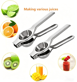 2x Kitchen Tool Lemon Orange Lime Crusher Squeezer Stainless Steel Manual Juicer
