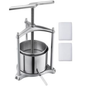 Fruit Wine Press, 1.6 Gallon/6L, Stainless Steel Manual Juice Maker with Powerful T-Shaped Handle, Juice Making for Apple/Grape/Orange/Berry