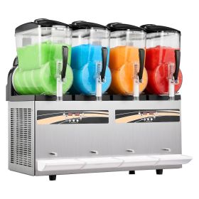 Slushie Machine, 12L/3.17Gal x 4 Tank Commercial Slushy Maker, Frozen Drink Maker with Self-Cleaning