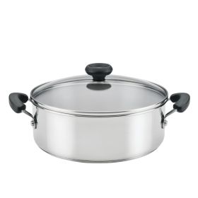 SureSteel 4 Quart Brushed Stainless Steel Dutch Oven / Stockpot with Glass Lid, Induction Compatible, Dishwasher Safe, Metal Utensil Safe