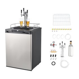 Beer Kegerator, Triple Tap Home Draft Beer Dispenser for Ball Lock, Full Size Keg Refrigerator with 5lbs CO2 Tank