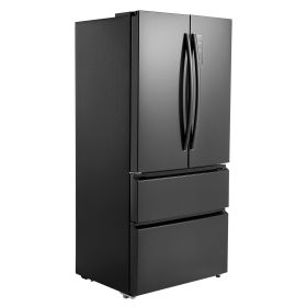French Door Refrigerator, 18.9 Cu. Ft. Kitchen Fridge, Counter Depth French Refrigerator with LED Display and 4 Casters