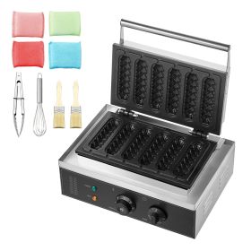 Commercial Waffle Stick Maker, 6PCS 1500W Waffle Baker Machine, Non-Stick Stainless Steel Corn Hot Dog Waffle Iron with Temp and Time Control, Ha