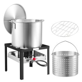 80 Qt Seafood Boiling Kit with Strainer, Outdoor Seafood Boil Pot and Basket, Cooking Set for Crab Crawfish Lobster Boiling